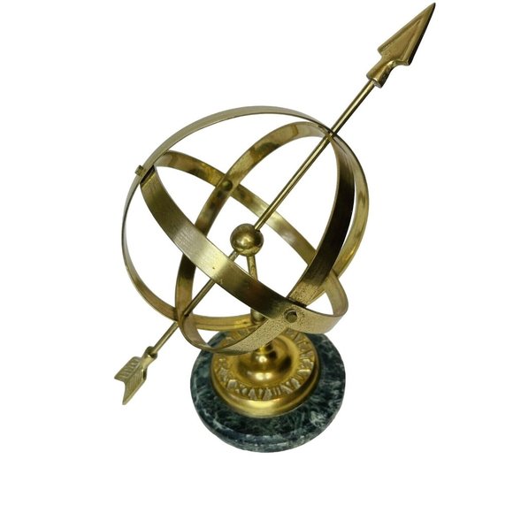 Vintage Armillary Sphere Brass Globe Celestial Nautical Marble Base 10" x 6.5" - Picture 1 of 9